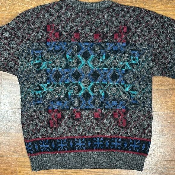 Mens vintage 90s knit wool blend sweater coogi style LONDON FOG medium crew neck - Picture 8 of 10